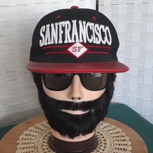 🧢 SAN FRANCISCO 🧢 BASEBALL HAT CAP~RED, BLACK & WHITE~LIKE NEW